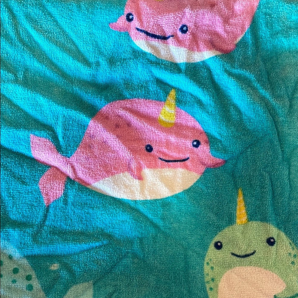 Whimsical Pink and Blue Narwhal Swim Towel